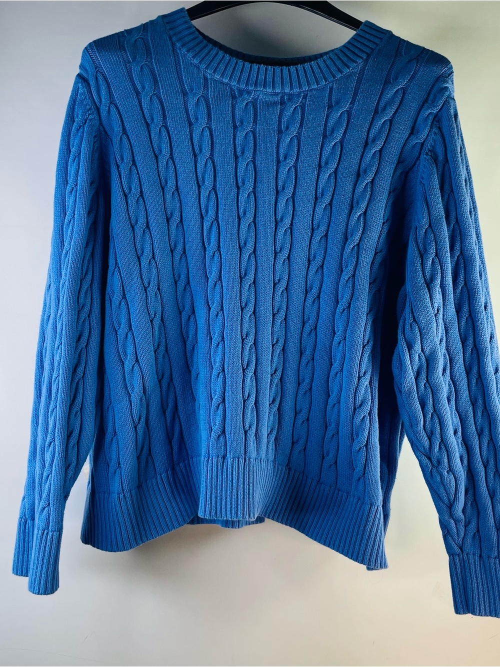 Lands' End Women's Bright Blue Cable-Knit Crewneck Sweater Classic Size 2X